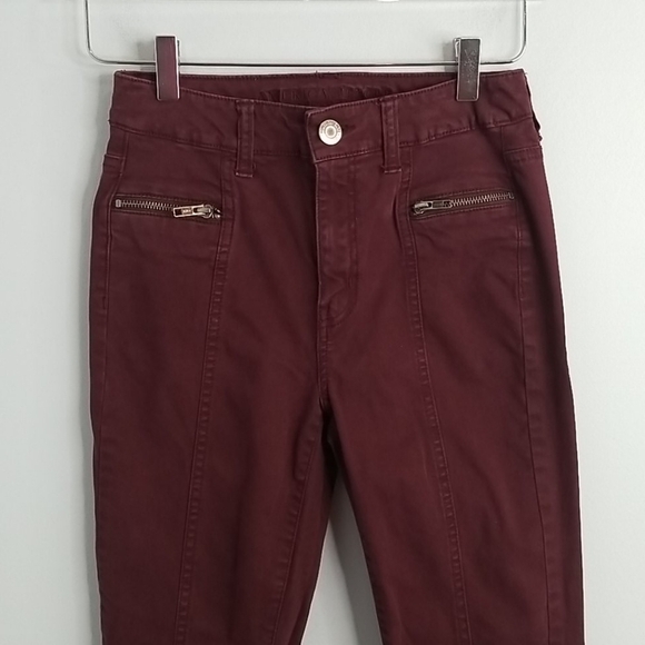 American Eagle High RISE burgundy jeggings jeans 2 - Picture 4 of 10